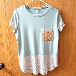 Vanilla Bay Women's Green Sequin Pocket Top Size Large